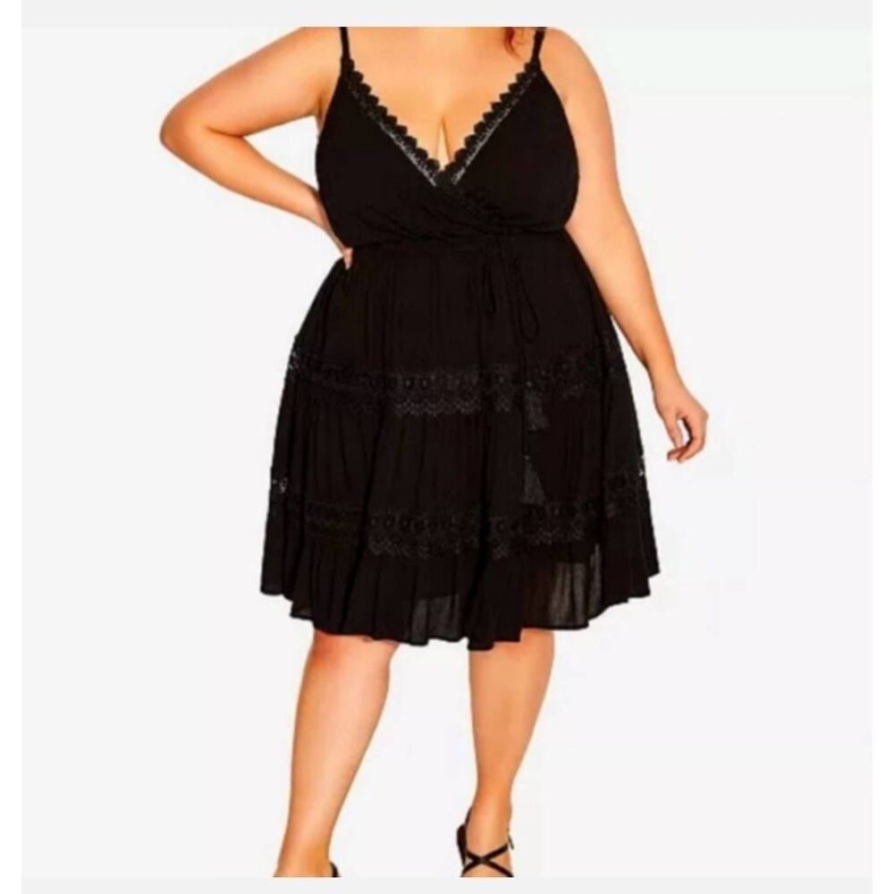 City Chic Dress Sunset Dream Black Plus 1X 18 Festival Wedding Western Gypsy EUC - Picture 1 of 13